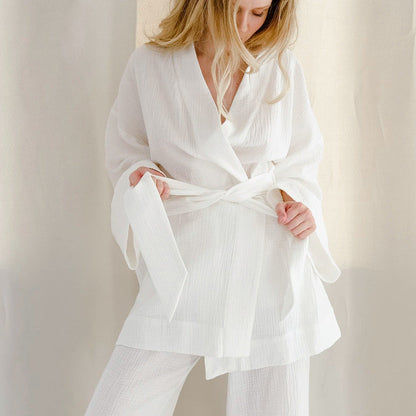 Women's Spring French Style Loose Gauze Shirt Suits