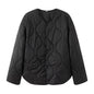 Casual Round Neck Rhombus Cotton Thickened Coats