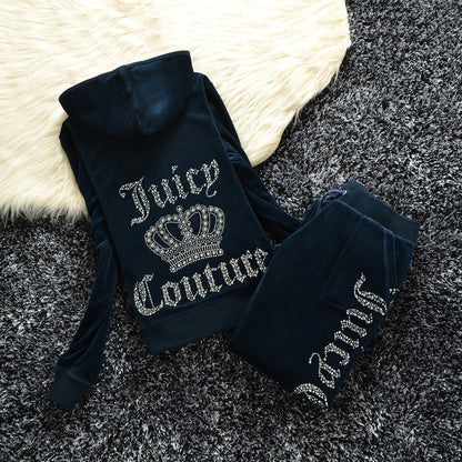 Women's Silk Veet Crown Hot Drilling Lettered Coats