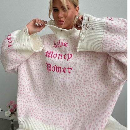 Women's High Sense Outerwear Hollow Hem Pullover Sweaters