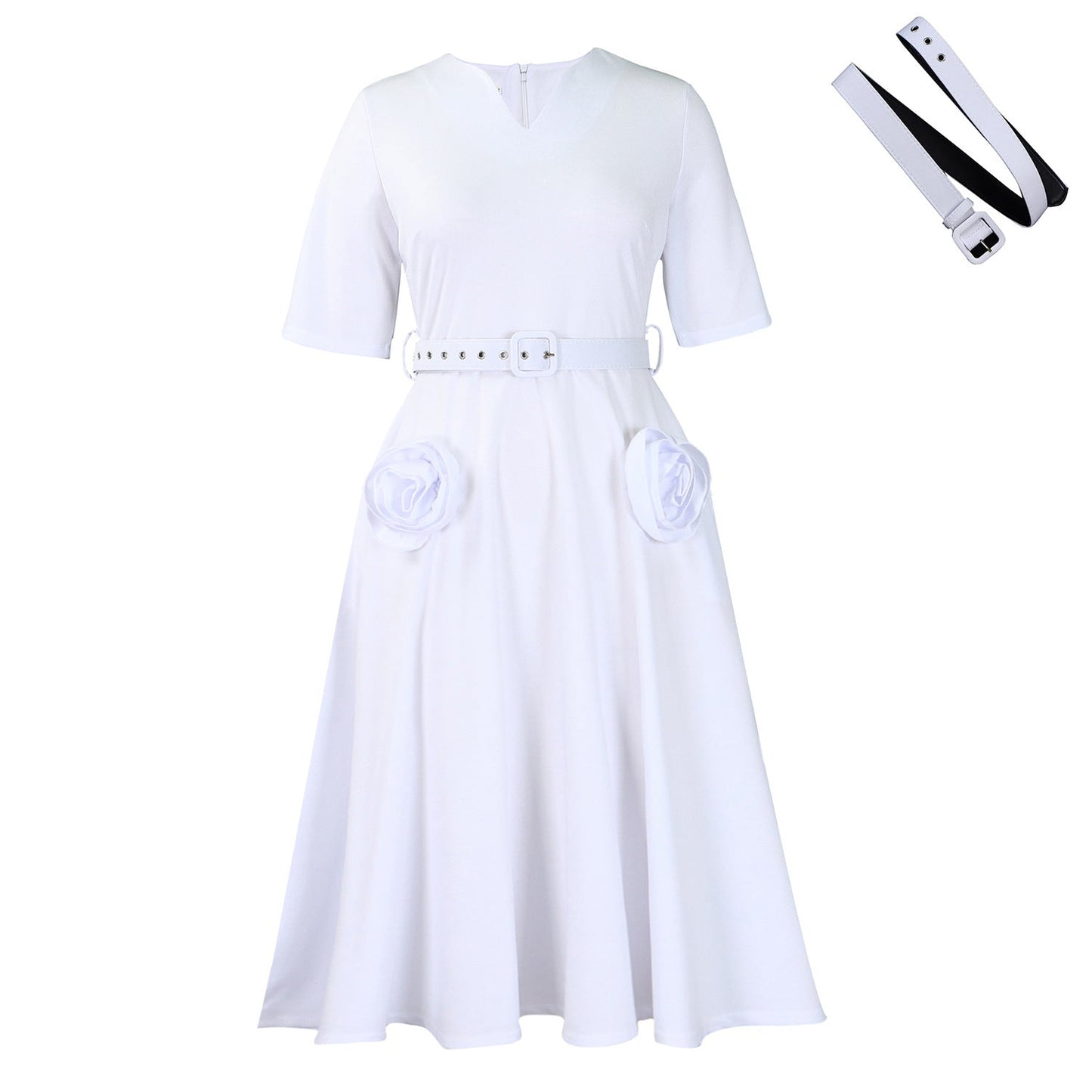 Women's Fashion Elegant Sleeve Tight Waist A- Dresses