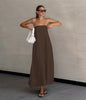 Women's Cotton Linen Tube Vacation High Waist Dresses