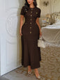 Women's Simple Elegant Style Button Sleeve Maxi Dresses