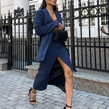 Women's Fashion High Sense Striped Lapel Long Sleeve Suits