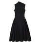 Women's High-grade Metal Button Symmetrical Pleated Sleeveless Dresses