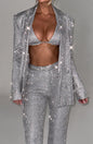 Women's Color Sequins Fashion Casual Set Shirt Suits