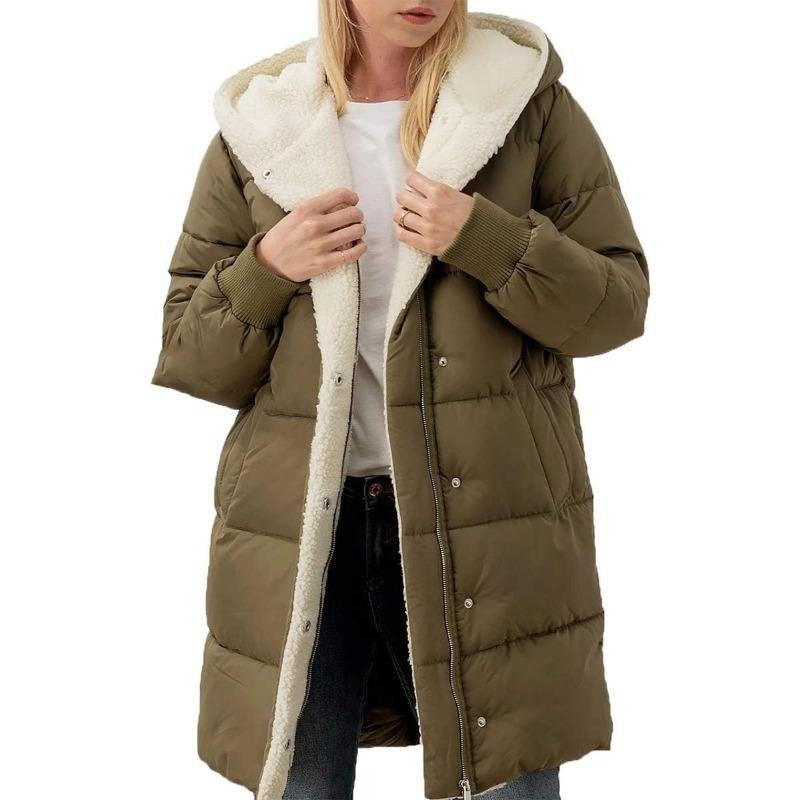 Hooded Cotton Long Sleeve Double-sided Veet Slim Coats