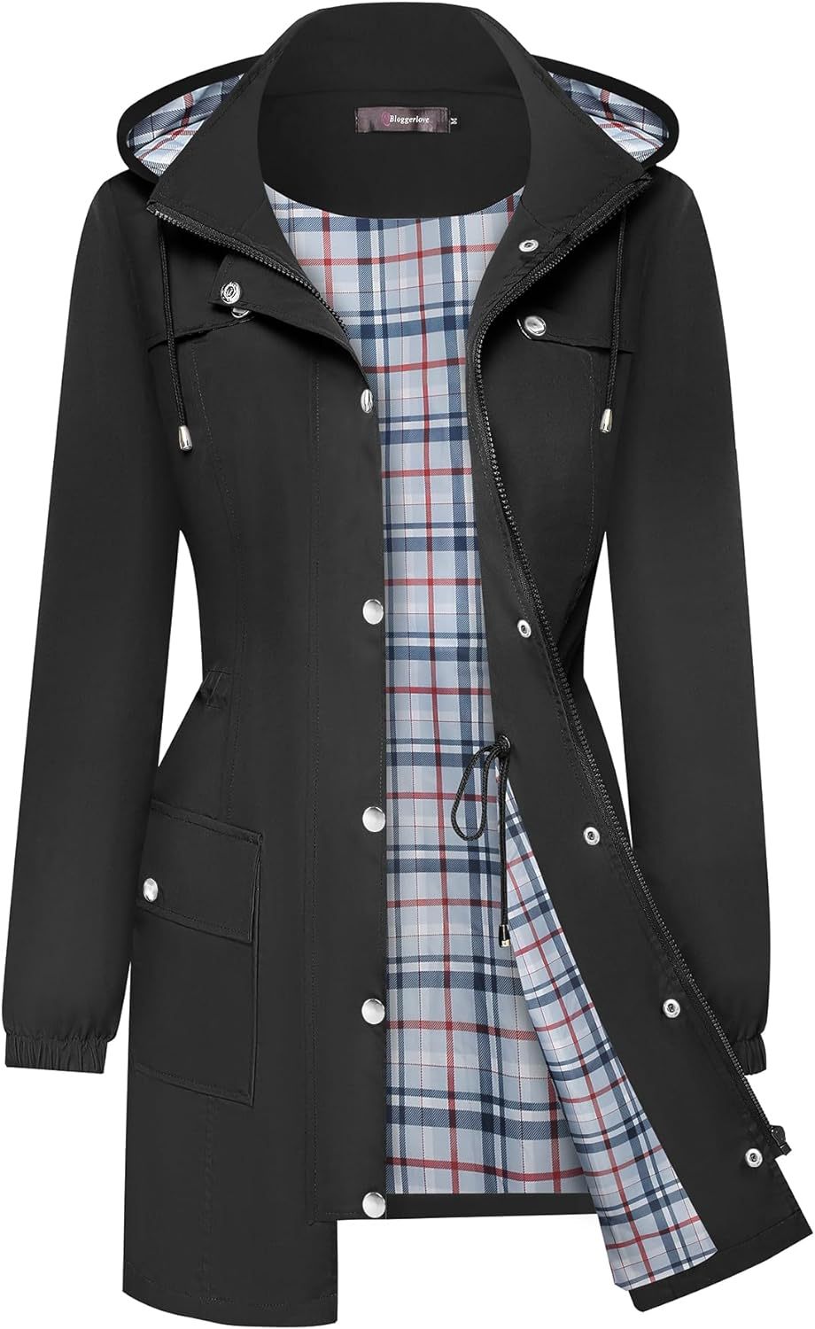Women's Casual Fashion Plaid Long Sleeve Anorak Coats