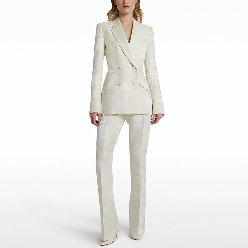 Fashionable Elegant Jacquard Double Breasted Long-sleeved Suits