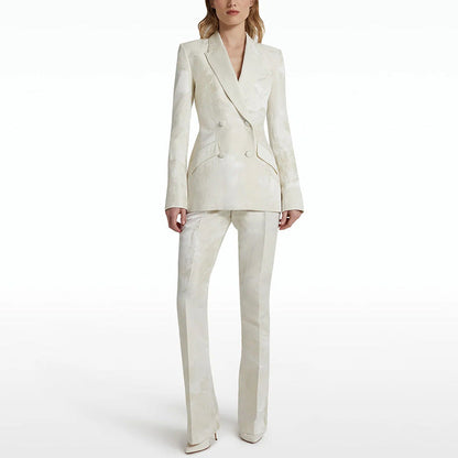 Fashionable Elegant Jacquard Double Breasted Long-sleeved Suits