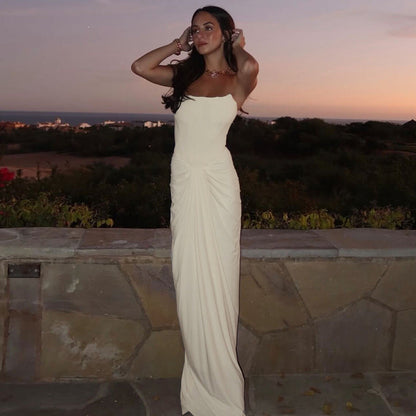 Women's Tube Stitching Elegant Street Style Long Solid Dresses
