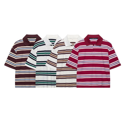 Fashion Striped Sleeve T-shirt Low Waist Suits