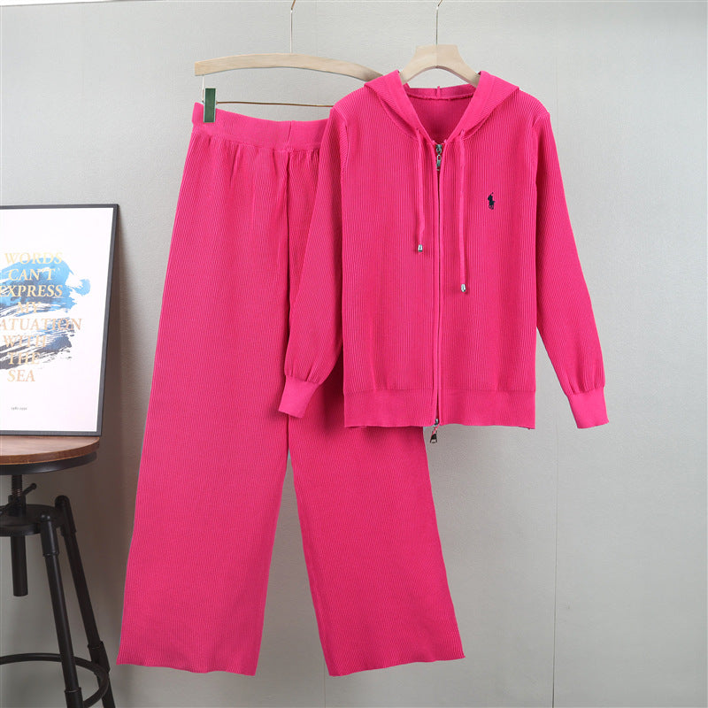 High Sense Loose Western Style Casual Hooded Embroidered Suits