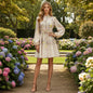 Style Stand-up Collar Puff Sleeve Single-breasted Dresses