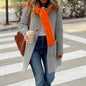 Women's Elegant Striped Hooded Knitted Long-sleeved Coats