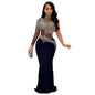 Sexy Rhinestone Mesh Slim Fit Dress Suits