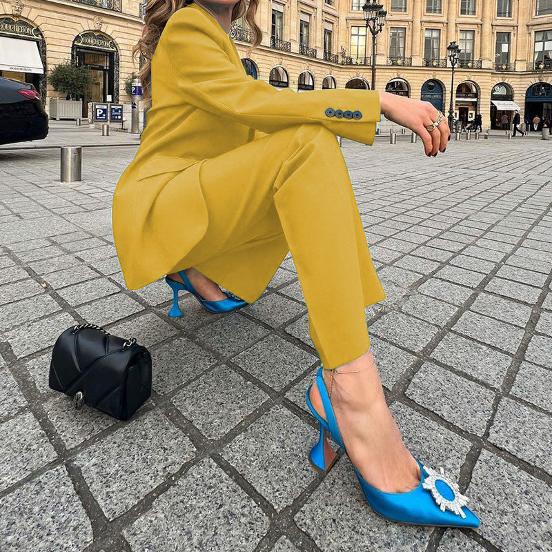 Spring Fashion Long Sleeve Professional Small Trousers Coats