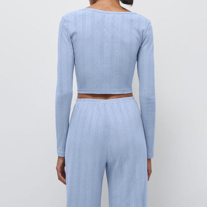 Women's Jacquard Long Sleeve Casual Trousers Two-piece Suits