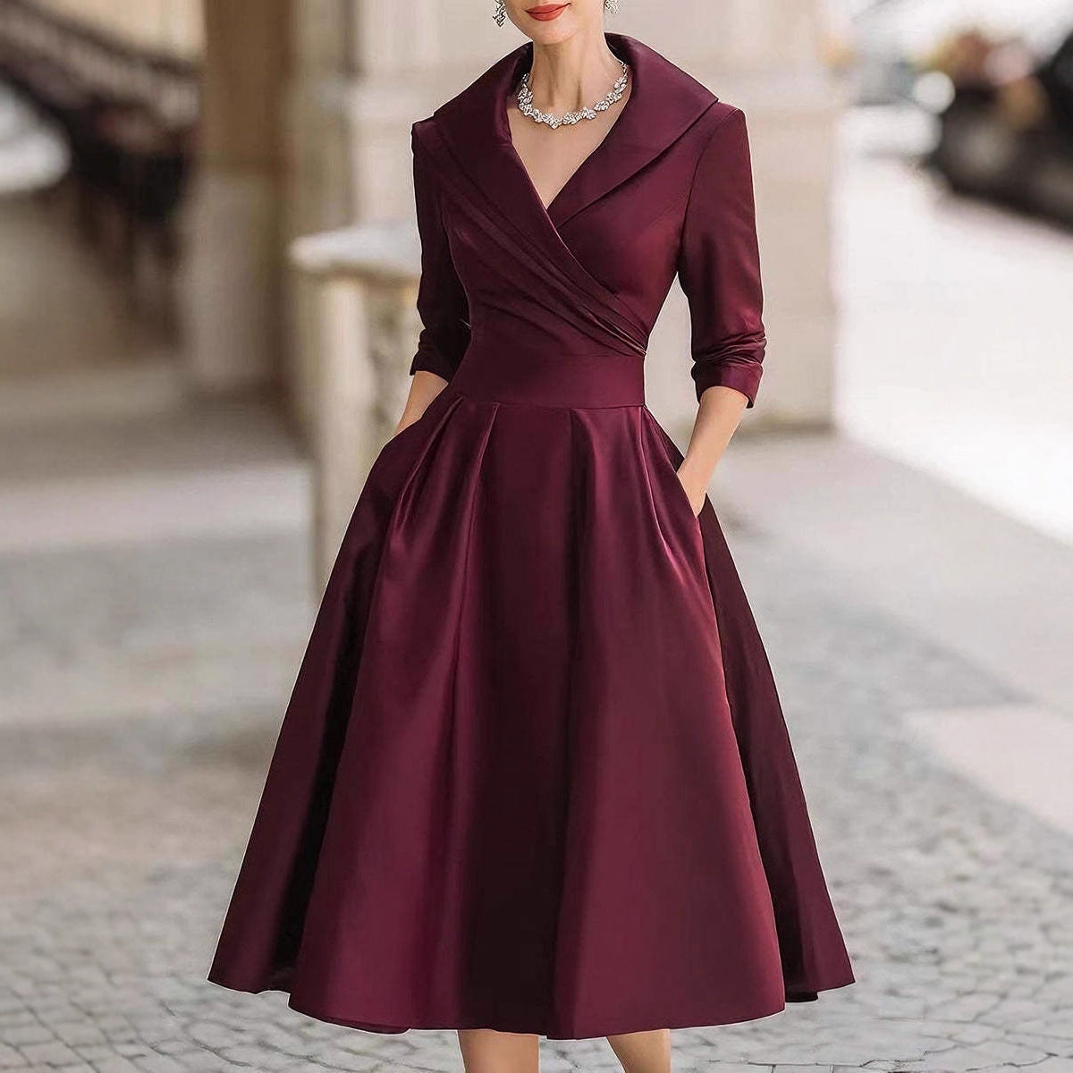 Women's Elegant Formal Waist Dress Slimming Long Dresses