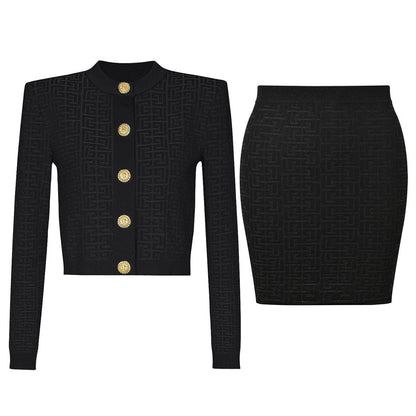 Women's Glamorous Beautiful Fashionable Knitted Three-piece Suits