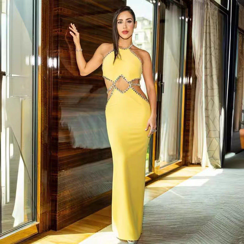 Neck Lemon Yellow Dress Fashion Hot Dresses
