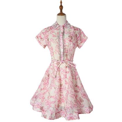 Australian Design Sense Niche Print Delicate Rhinestone Dresses