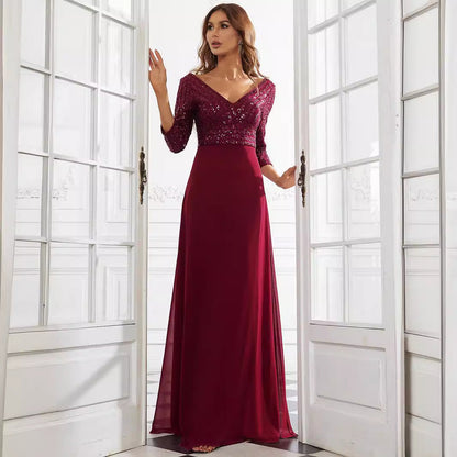 Women's Chiffon Double Dress A- Line Large Dresses
