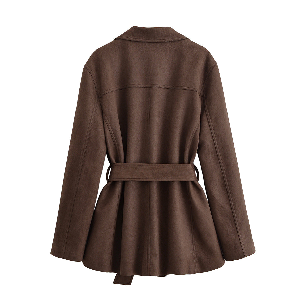 Women's Attractive Suede Collar Belt Trench Coats