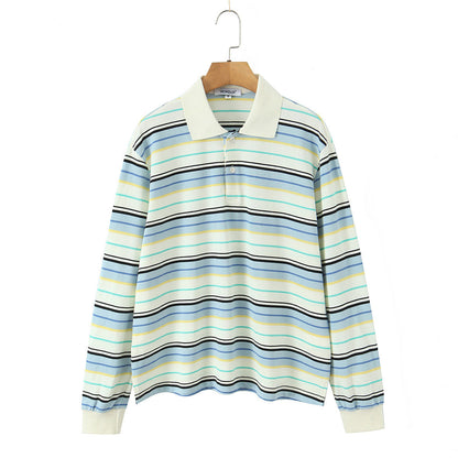 Women's Autumn Collar Long Sleeve Contrast Color Blouses