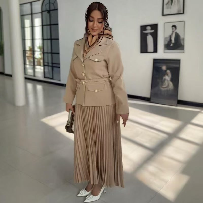 Women's Fashion Charming Elegant Long Pleated Suits