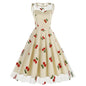 Round Neck Sleeveless Valentine's Day Mesh Embroidered Cherry Dresses