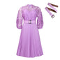 Women's Temperament Pure Color Lace Crocheted Pleated Dresses