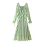 Women's Summer Laminated Ruffled Decorative Long-sleeved Dress Dresses