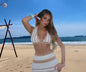 Seaside Beach Textured Bikini Casual Sling Dresses