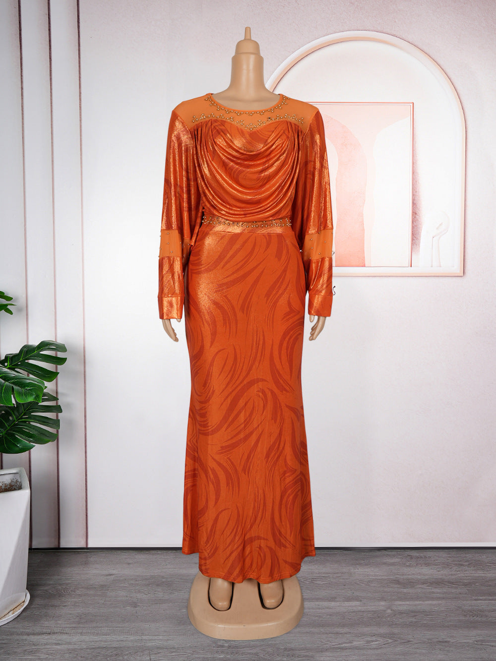 Women's Autumn African Rhinestone Print Dress Dresses
