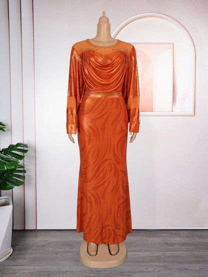 Women's Autumn African Rhinestone Print Dress Dresses