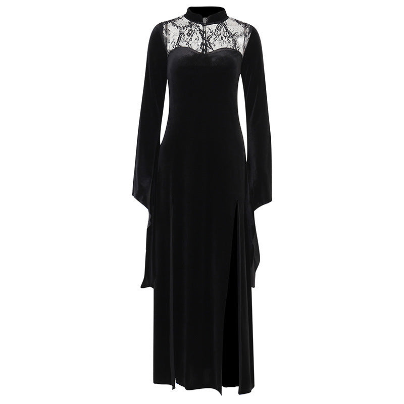 Women's Split Maxi Dress Lace Hollow Bell Dresses