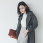Women's Cotton Padded Plaid Wool Mid-length Slimming Coats