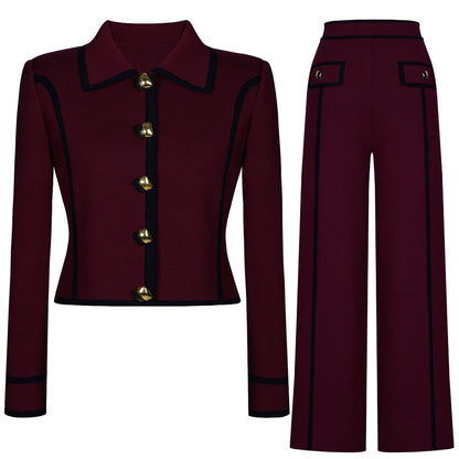 Creative Fashion Knitted Woolen Tup Straight Suits