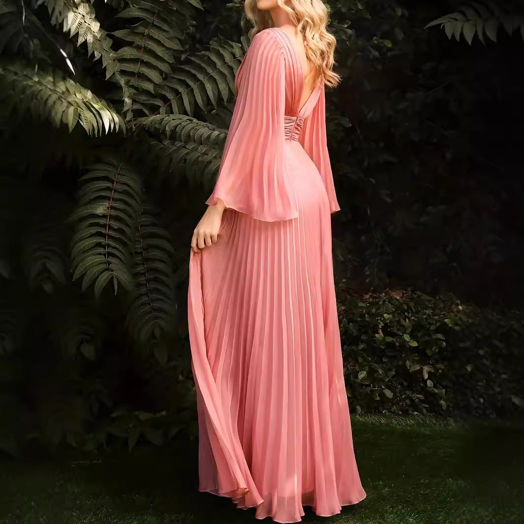 Women's Sexy Deep V Long-sleeved Dress Slim Wedding Dresses