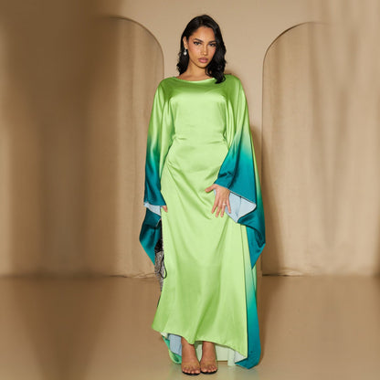 Gradient Color Party Batwing Sleeve Dress Dresses