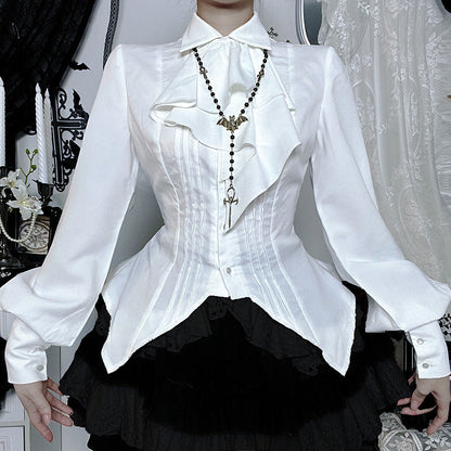Subculture Gothic Style Lantern Sleeve Shirt Blouses