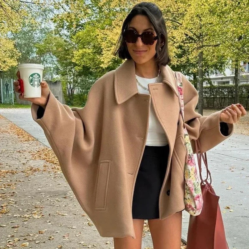 Slouchy Classic Single-breasted Lapel Loose Wool Jackets