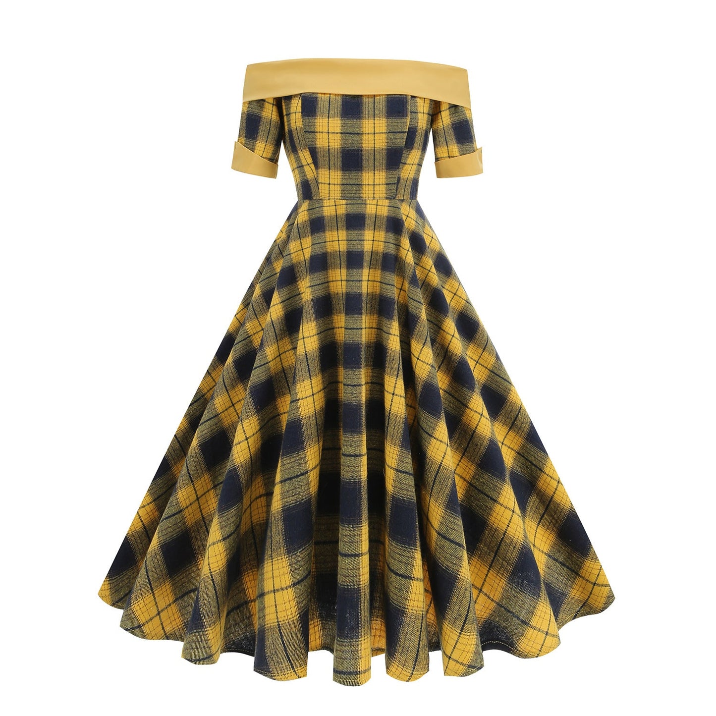 Plaid Contrast Color Sexy Mid-length Tulle Dresses