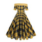 Plaid Contrast Color Sexy Mid-length Tulle Dresses
