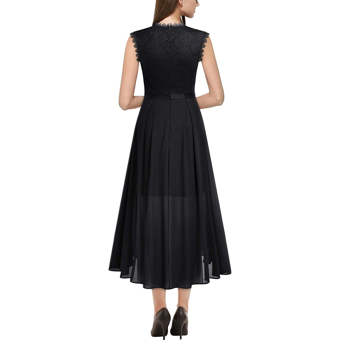 Versatile Cinched Chiffon Dress Dinner Lace Dresses