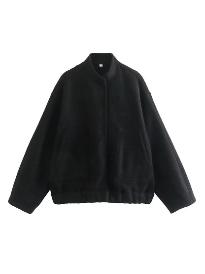 Women's Simple Versatile Stand Collar Zipper Casual Coats