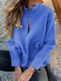 Women's Casual Zipper Woolen Tether Pocket Solid Coats