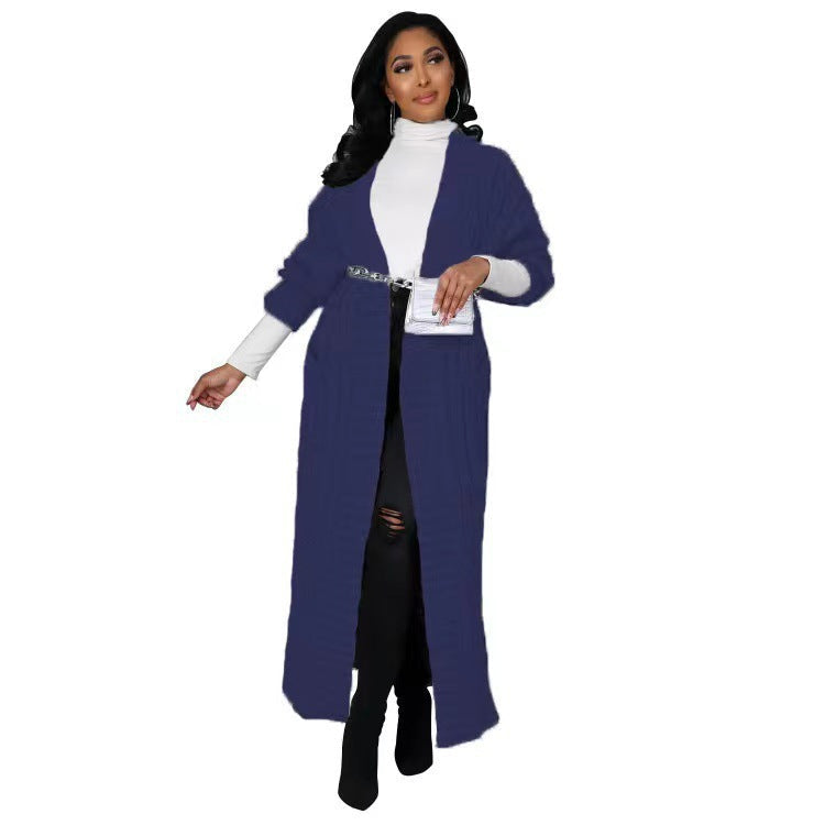 Women's Fashion Casual Long-sleeved Long Solid Color Sweaters