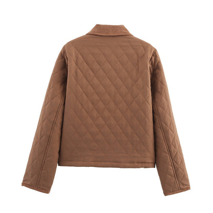 Women's Versatile Fashionable Lapel Thread Thermal Coats